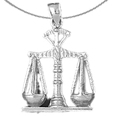 Sterling Silver Weights Of Justice Pendant (Rhodium or Yellow Gold-plated)