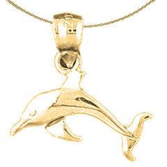 14K or 18K Gold Dolphin, Starfish, And Shell Pendant