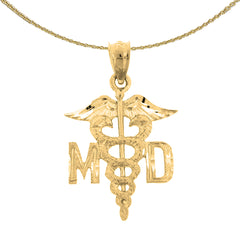 Sterling Silver Md Medical Doctor Pendant (Rhodium or Yellow Gold-plated)