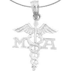 Sterling Silver M.A. Medical Assistant Pendant (Rhodium or Yellow Gold-plated)