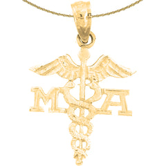 Colgante de asistente médico MA de plata de ley (chapado en rodio o oro amarillo)