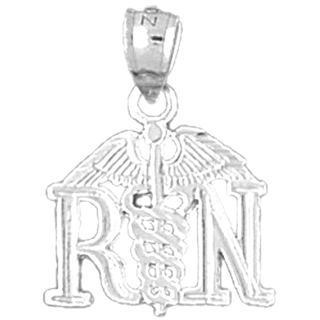 Sterling Silver Rn Registered Nurse Pendant