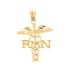 Yellow Gold-plated Silver Rn Registered Nurse Pendant