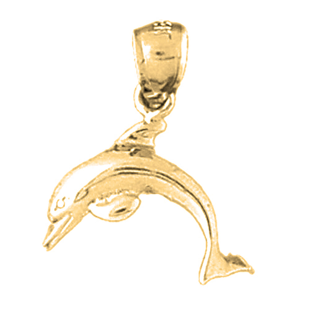 Yellow Gold-plated Silver Dolphins With Coral Pendant