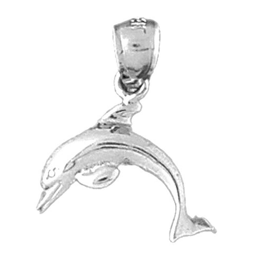 Sterling Silver Dolphins With Coral Pendant