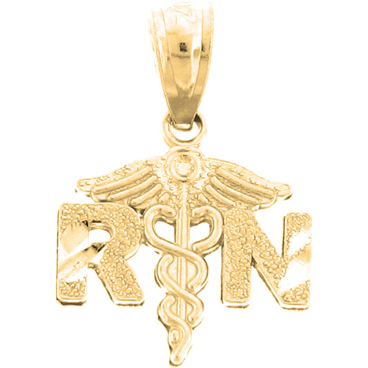 Yellow Gold-plated Silver RN Registered Nurse Pendant