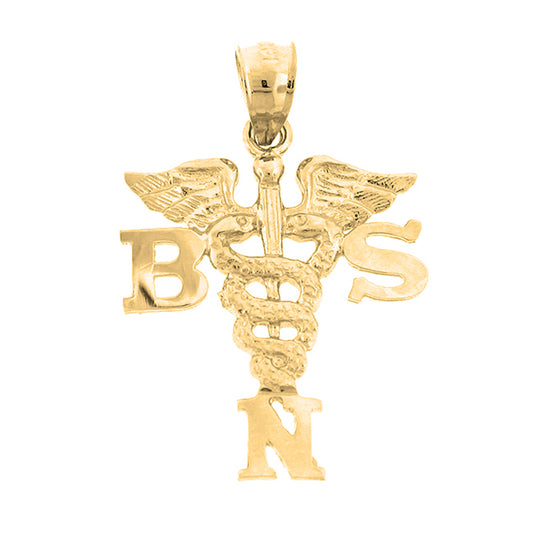 Yellow Gold-plated Silver BSN Bachelors Of Science Nursing Pendant