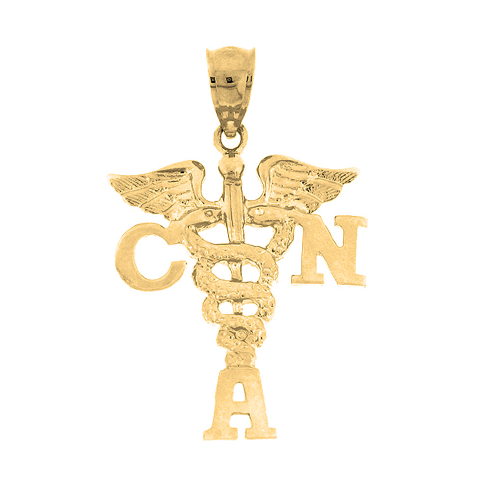 Yellow Gold-plated Silver Cna Certified Nursing Assistant Pendant