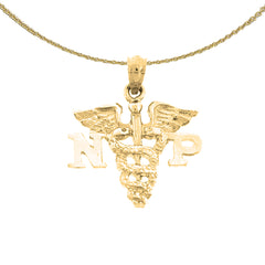 Colgante de plata de ley Np Nurse Practitioner (chapado en rodio o oro amarillo)