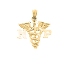 Yellow Gold-plated Silver Np Nurse Practitioner Pendant