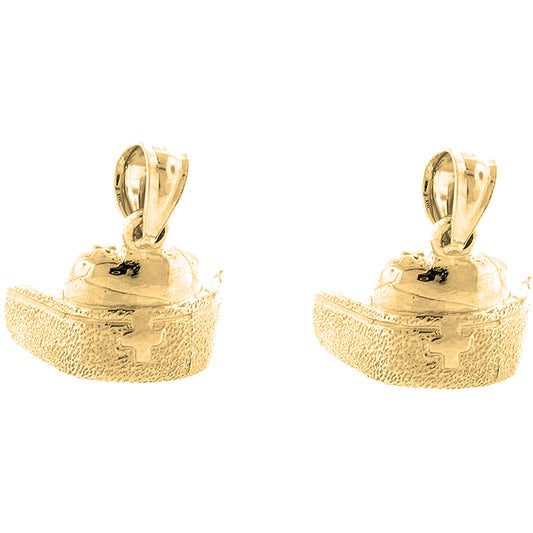 Yellow Gold-plated Silver 13mm Nurses Hat Earrings