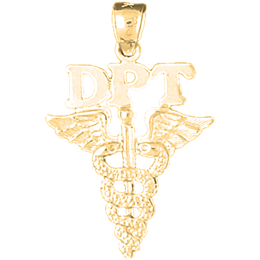 Yellow Gold-plated Silver Dpt Doctor Of Physical Therapy Pendant