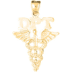 Yellow Gold-plated Silver Dpt Doctor Of Physical Therapy Pendant
