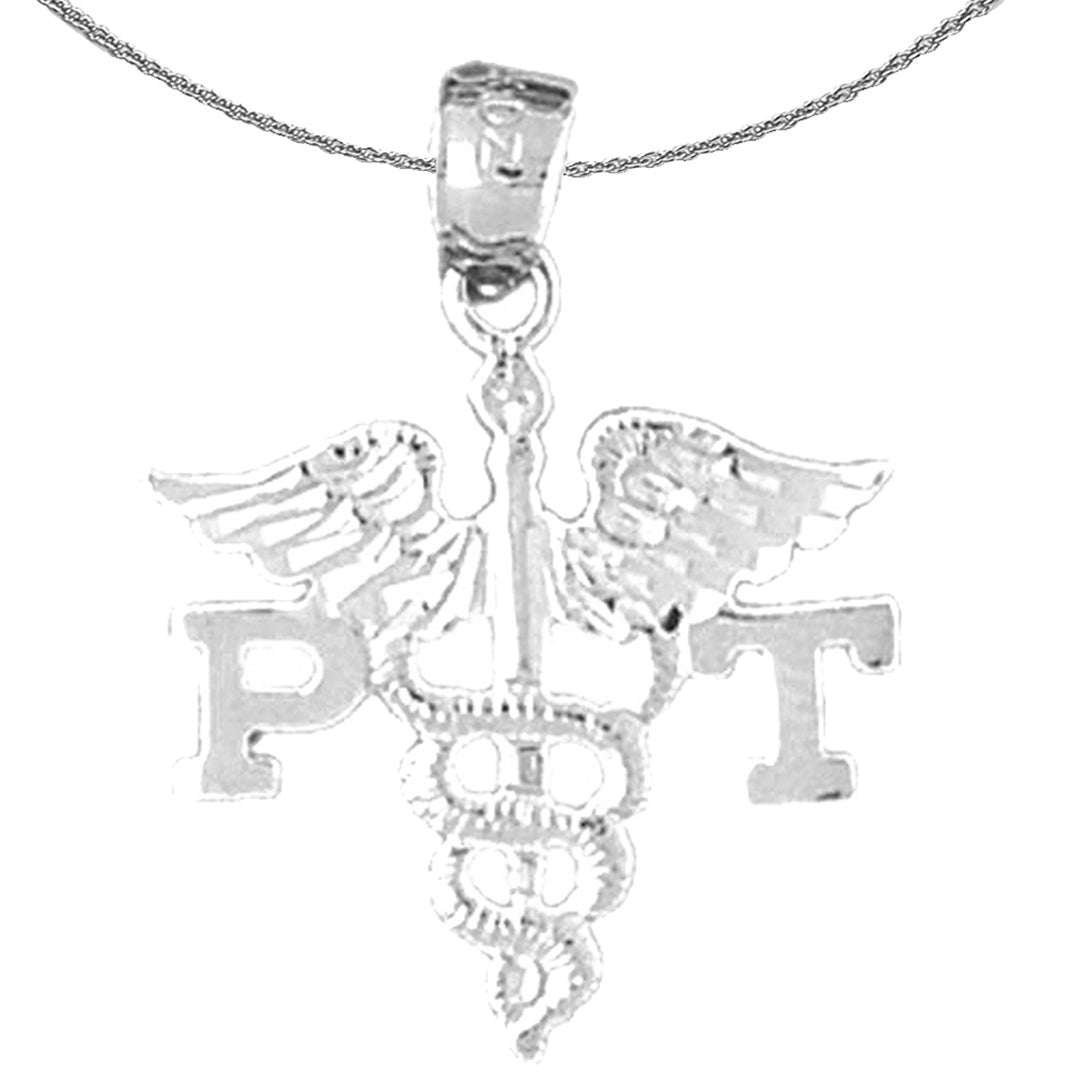 Sterling Silver Pt Physical Therapy Pendant (Rhodium or Yellow Gold-plated)