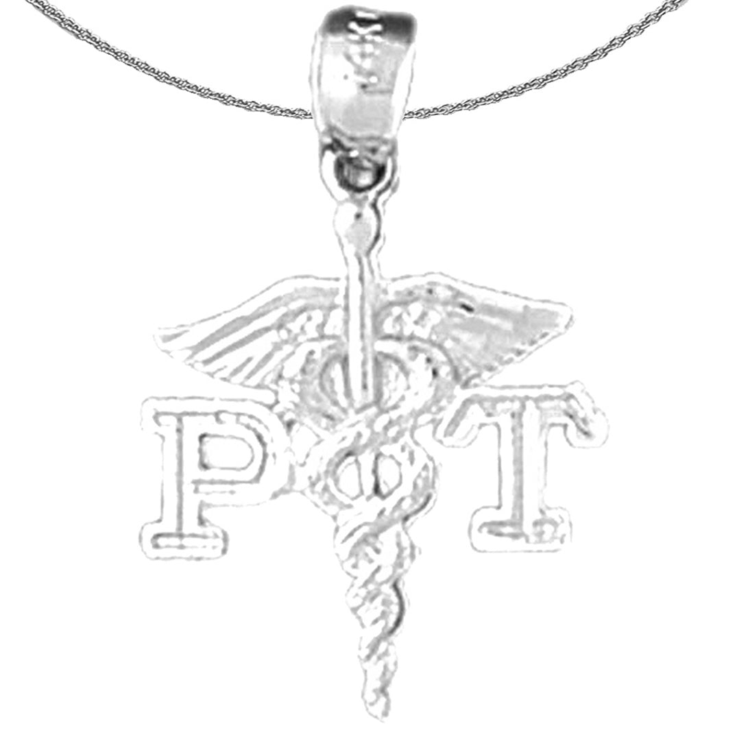 Sterling Silver Pt Physical Therapy Pendant (Rhodium or Yellow Gold-plated)