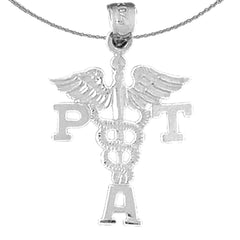 Sterling Silver Pta Physical Therapist Assistant Pendant (Rhodium or Yellow Gold-plated)