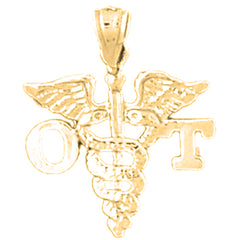 Yellow Gold-plated Silver Ot Occupational Therapist Pendant