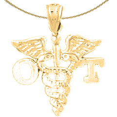 Sterling Silver Ot Occupational Therapist Pendant (Rhodium or Yellow Gold-plated)