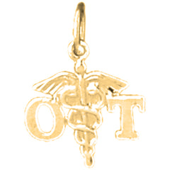 Yellow Gold-plated Silver Ot Occupational Therapist Pendant
