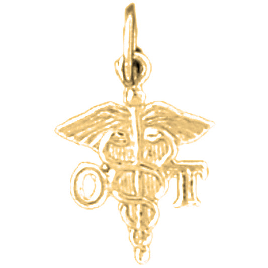 Yellow Gold-plated Silver OT Occupational Therapist Pendant
