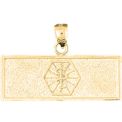 Yellow Gold-plated Silver Medical Alert Cadeusus Pendant