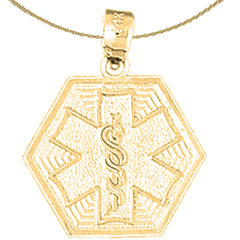 Sterling Silver Medical Alert Cadeusus Pendant (Rhodium or Yellow Gold-plated)