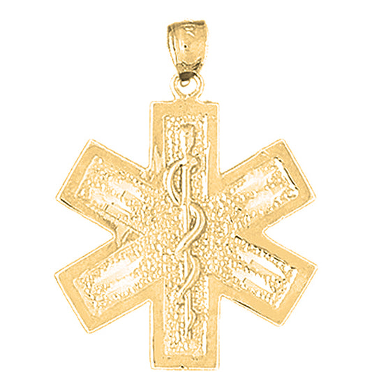 Yellow Gold-plated Silver Medical Alert Cadeusus Pendant
