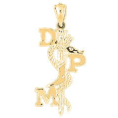 Yellow Gold-plated Silver Dpm Doctor Of Podiatric Medicine Pendant