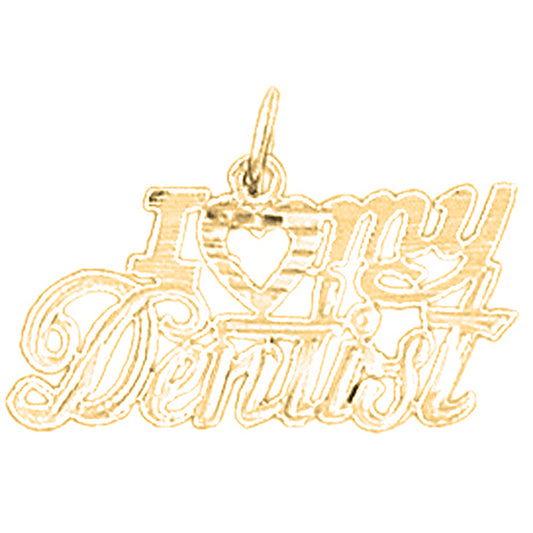 Yellow Gold-plated Silver I Love My Dentist Pendant