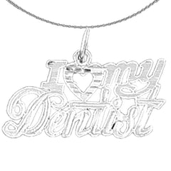 Sterling Silver I Love My Dentist Pendant (Rhodium or Yellow Gold-plated)