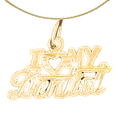 Sterling Silver I Love My Dentist Pendant (Rhodium or Yellow Gold-plated)
