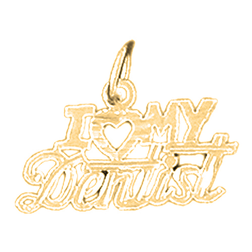 Yellow Gold-plated Silver I Love My Dentist Pendant