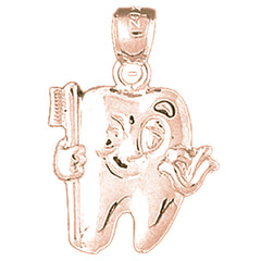 10K, 14K or 18K Gold Tooth With Toothbrush Pendant