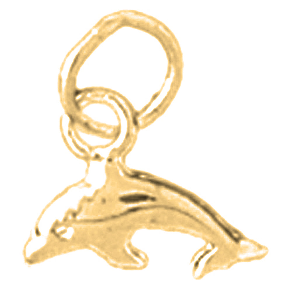 Yellow Gold-plated Silver Dolphin With Coral Pendant