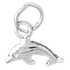 Sterling Silver Dolphin With Coral Pendant