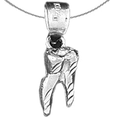 Sterling Silver 3D Tooth Pendant (Rhodium or Yellow Gold-plated)