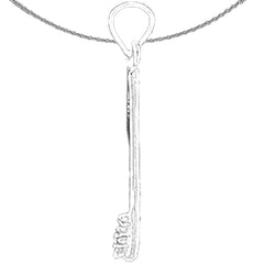 Sterling Silver 3D Toothbrush Pendant (Rhodium or Yellow Gold-plated)