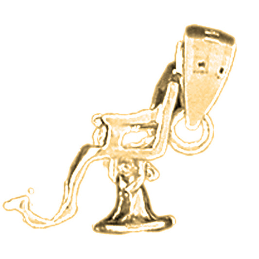 Yellow Gold-plated Silver 3D Dentist Chair Pendant