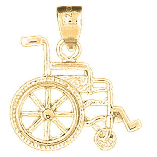 Yellow Gold-plated Silver Wheelchair Pendant