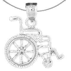 Sterling Silver Wheelchair Pendant (Rhodium or Yellow Gold-plated)