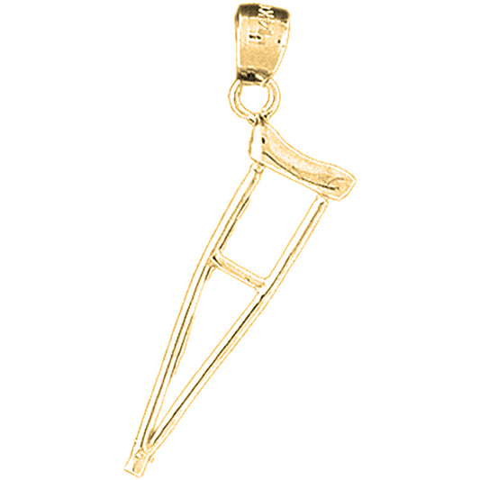 Yellow Gold-plated Silver 3D Crutch Pendant