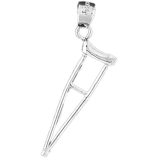 Sterling Silver 3D Crutch Pendant