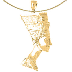 Sterling Silver Nefertiti Pendant (Rhodium or Yellow Gold-plated)