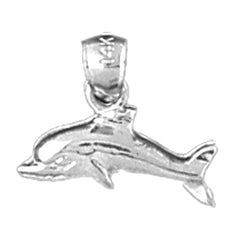 Sterling Silver Dolphins With Coral Pendant