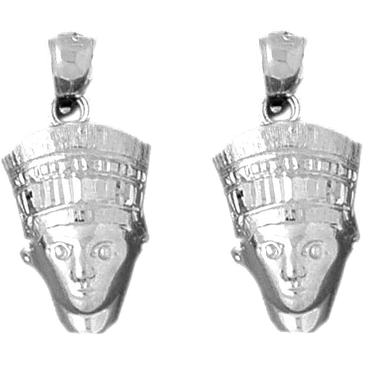 Sterling Silver 26mm Nefertiti Earrings