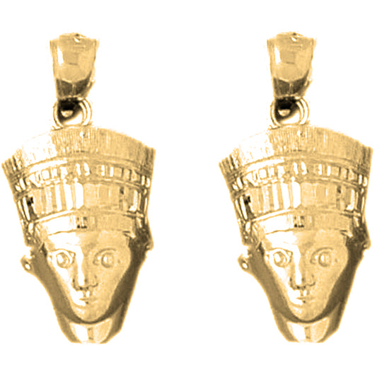 Yellow Gold-plated Silver 26mm Nefertiti Earrings