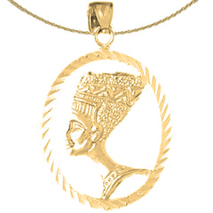 Sterling Silver Nefertiti Pendant (Rhodium or Yellow Gold-plated)