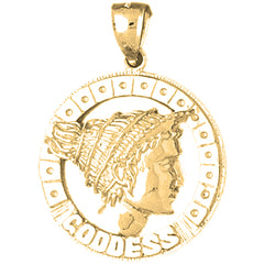 Yellow Gold-plated Silver Egyptian Goddess Pendant