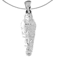 Sterling Silver Mummy Pendant (Rhodium or Yellow Gold-plated)