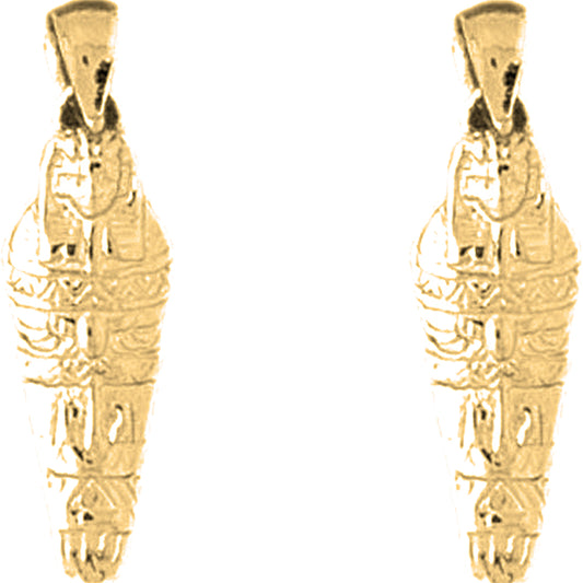 Yellow Gold-plated Silver 27mm Mummy Earrings